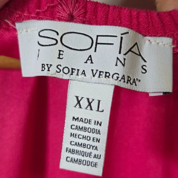 EUC SOFIE JEANS BY SOFIA VERGARA PINK V NECK BABYDOLL BRODERIE ANGLAISE TOP XXL - Picture 13 of 16